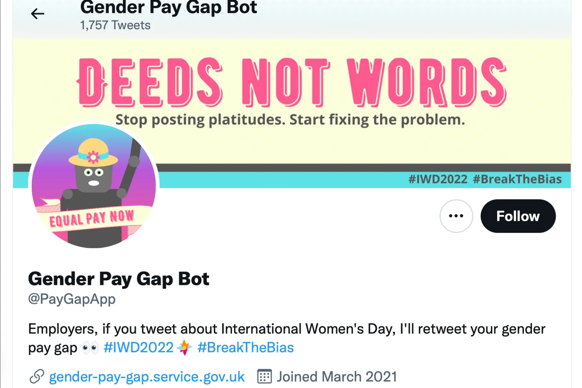 Gender Pay Gap Bot通过Twitter分享大公司男女薪酬差距数据