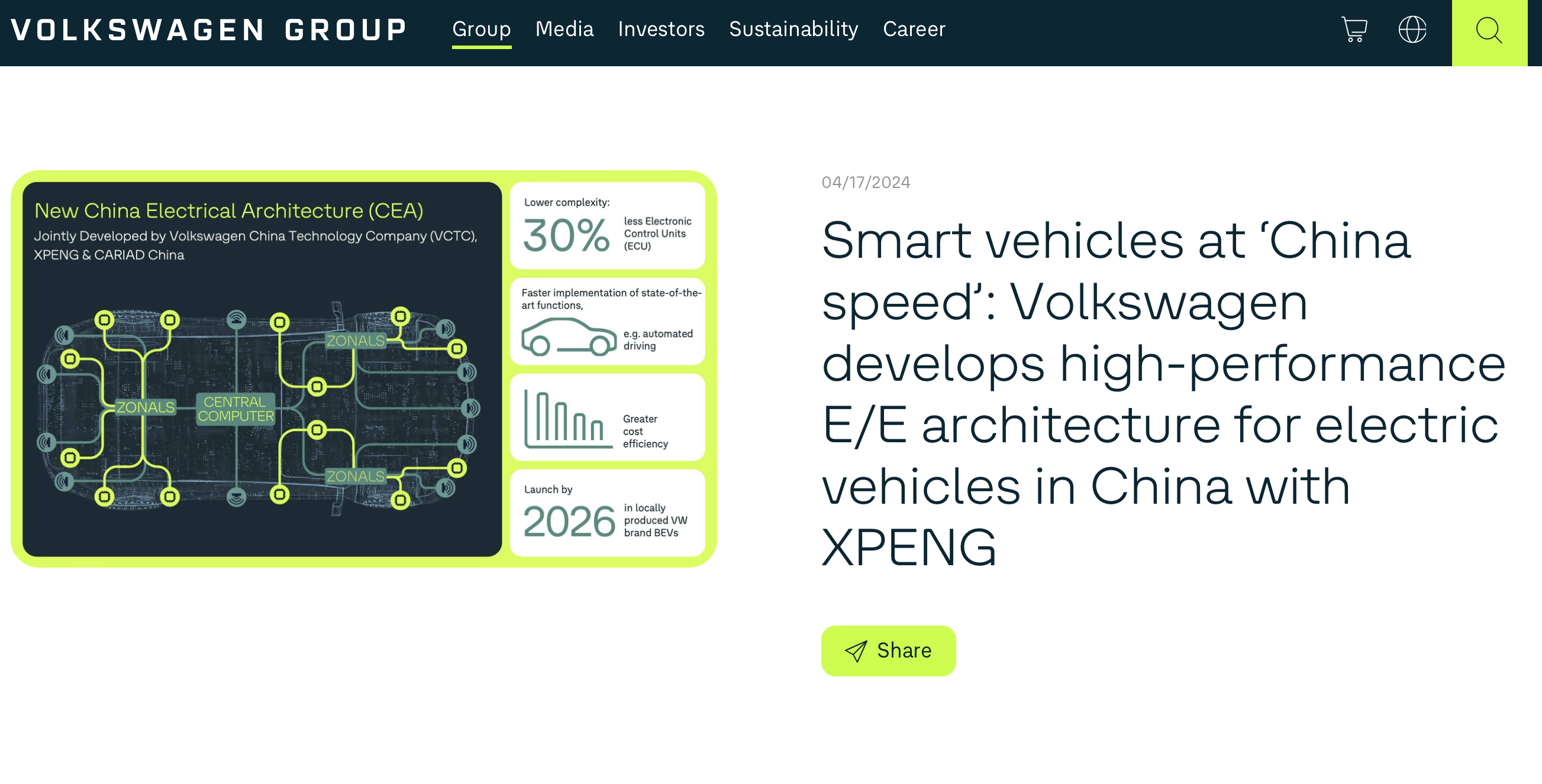 Volkswagen, Xpeng expand electric vehicle partnership